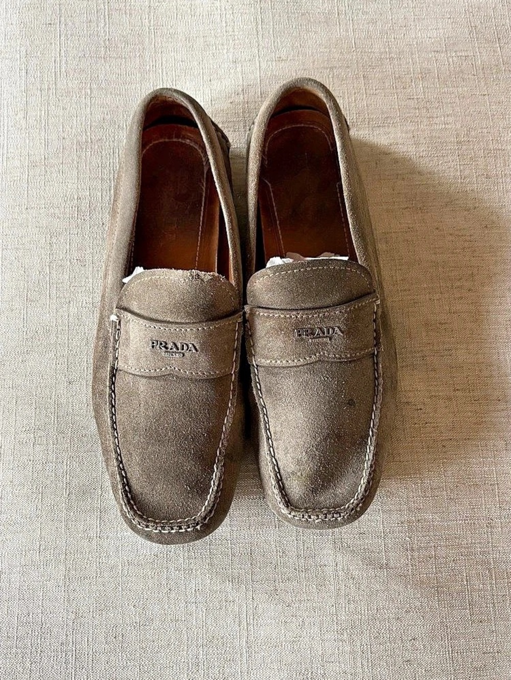 Prada Suede Driving Loafers Men’s Brown